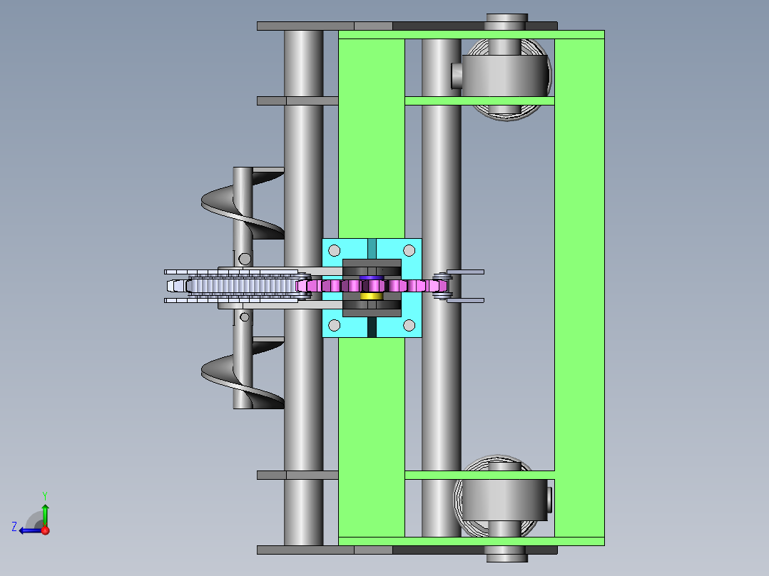 链式开沟机设计【全】（含三维SW模型+CAD图纸+说明书）右视图