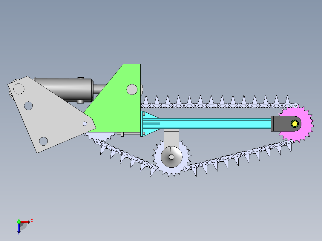链式开沟机设计【全】（含三维SW模型+CAD图纸+说明书）俯视图