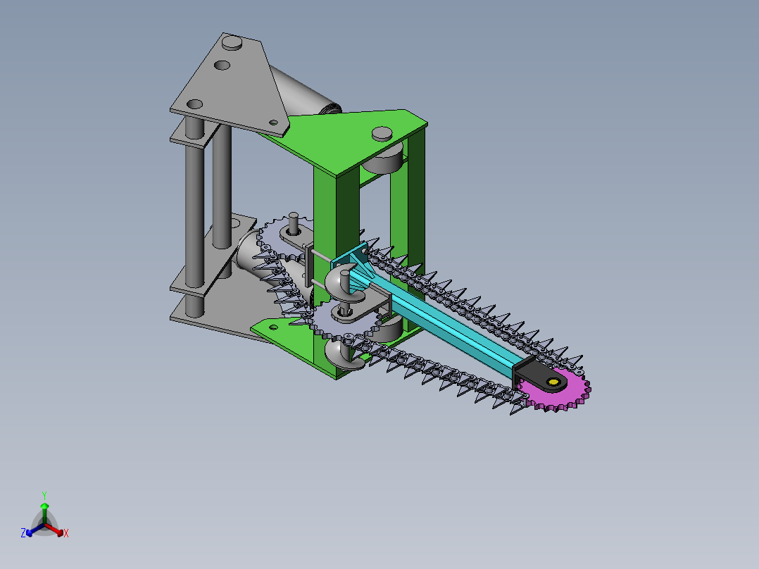链式开沟机设计【全】（含三维SW模型+CAD图纸+说明书）正等轴测图