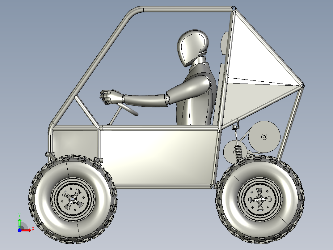 车辆车轮底盘 - STEP 文件前视图