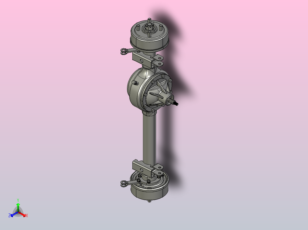 三轮摩托车后桥 3D模型主视图