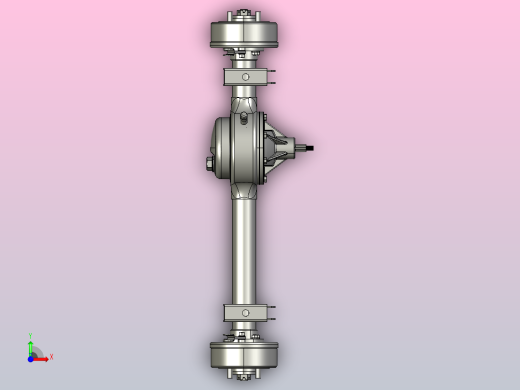 三轮摩托车后桥 3D模型前视缩略图