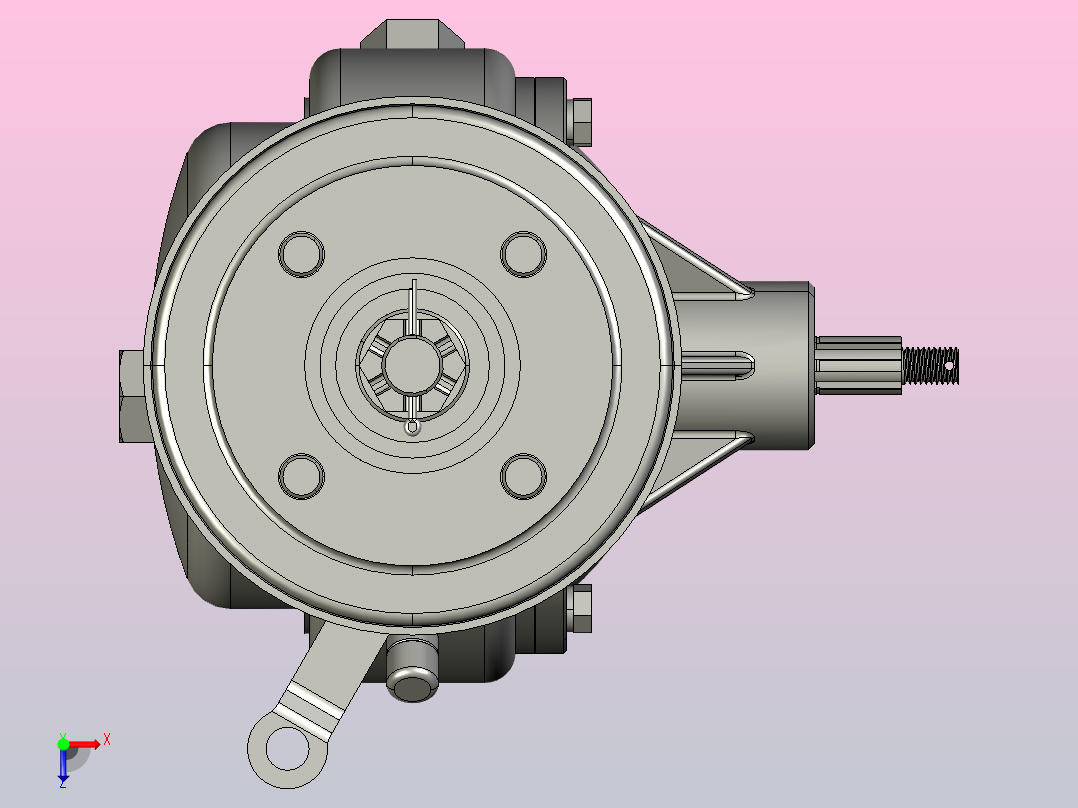三轮摩托车后桥 3D模型俯视图