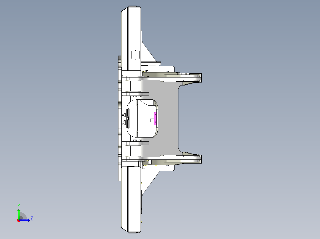 80吨液压挖掘机主平台结构左视图
