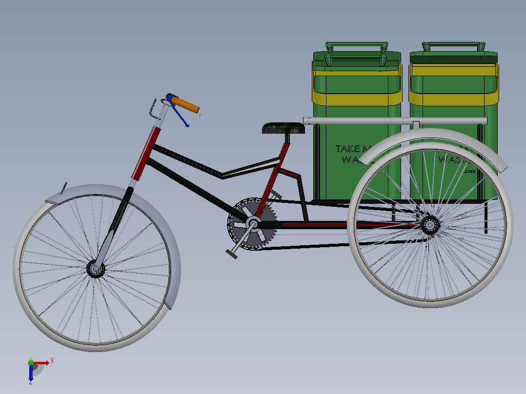 垃圾箱 垃圾处理设备rikshaw-for-garbage-collectors-1833-模型格式为 sw俯视图