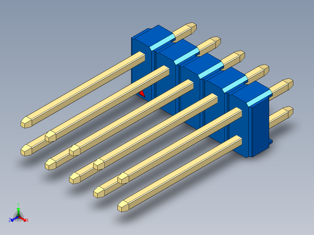 彩色公头100mil（2.54mm）系列-DS1021_blue_2x05p_100mil_Type5_rev1.0主视图