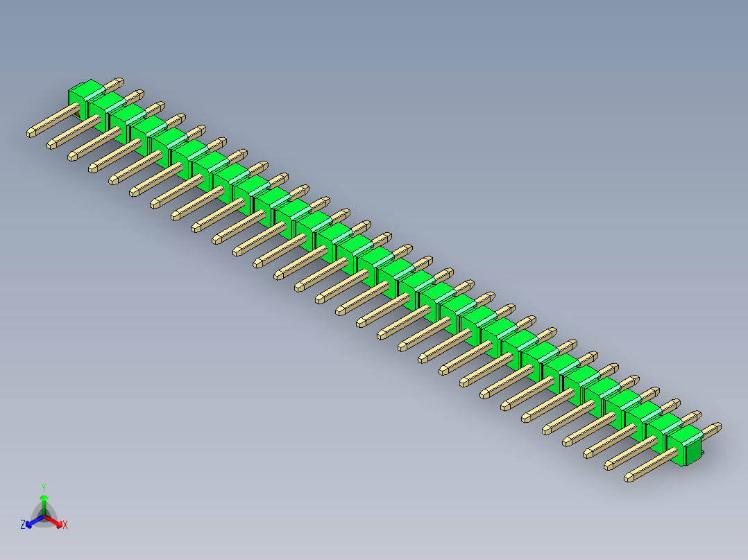 彩色公头100mil（2.54mm）系列-DS1021_green_1x30p_100mil_Type1_rev1.0主视图