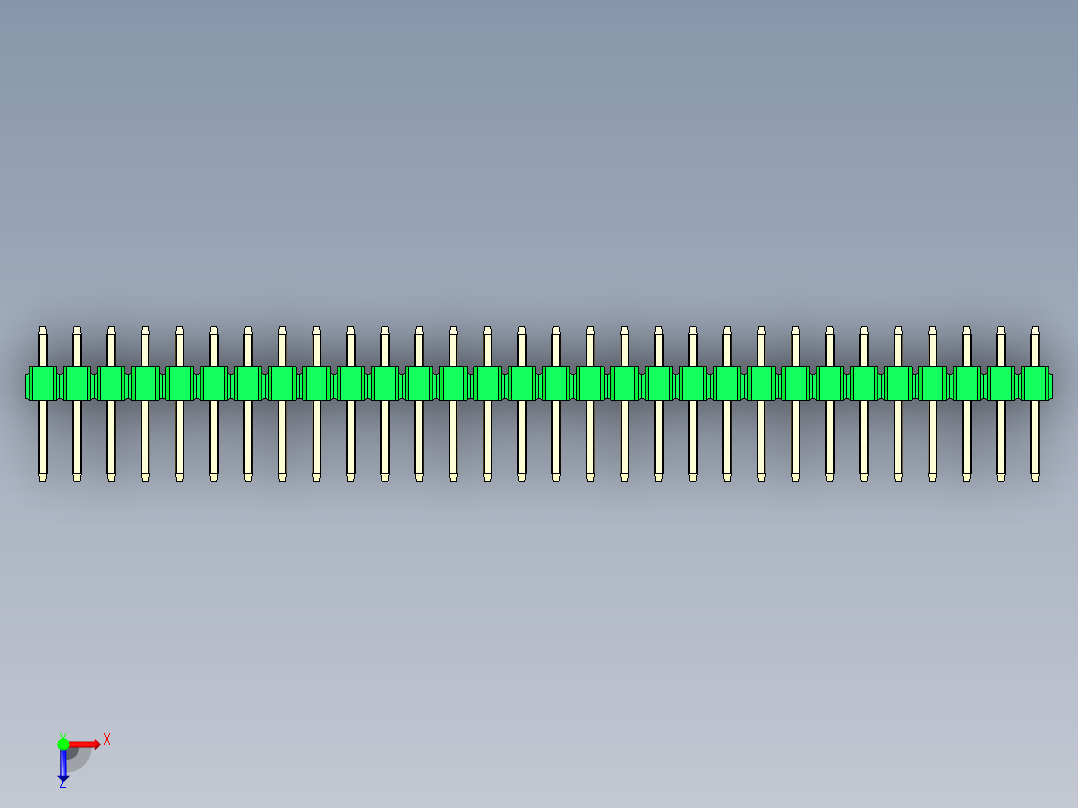 彩色公头100mil（2.54mm）系列-DS1021_green_1x30p_100mil_Type1_rev1.0俯视图