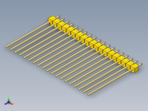 彩色公头100mil（2.54mm）系列-DS1021_yellow_1x19p_100mil_Type43_rev1.0正等轴测缩略图