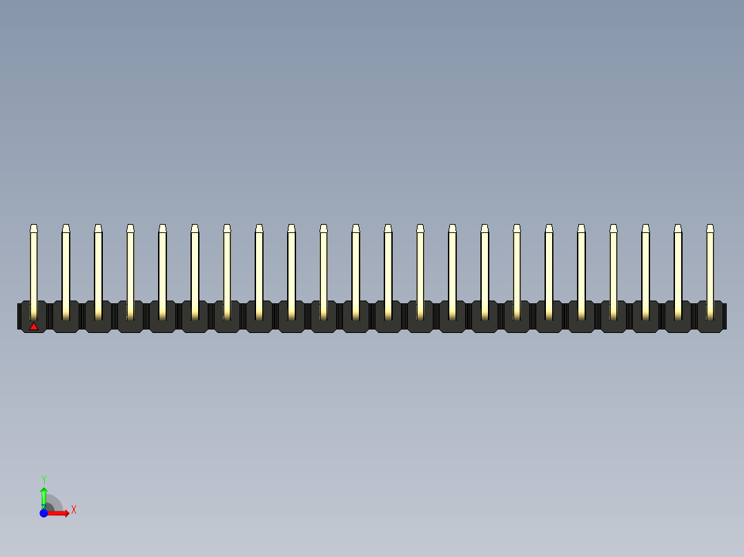 彩色公排针 100mil 2.54mm 系列-DS1022_black_22p_100mil_TypeU_rev1.0前视图
