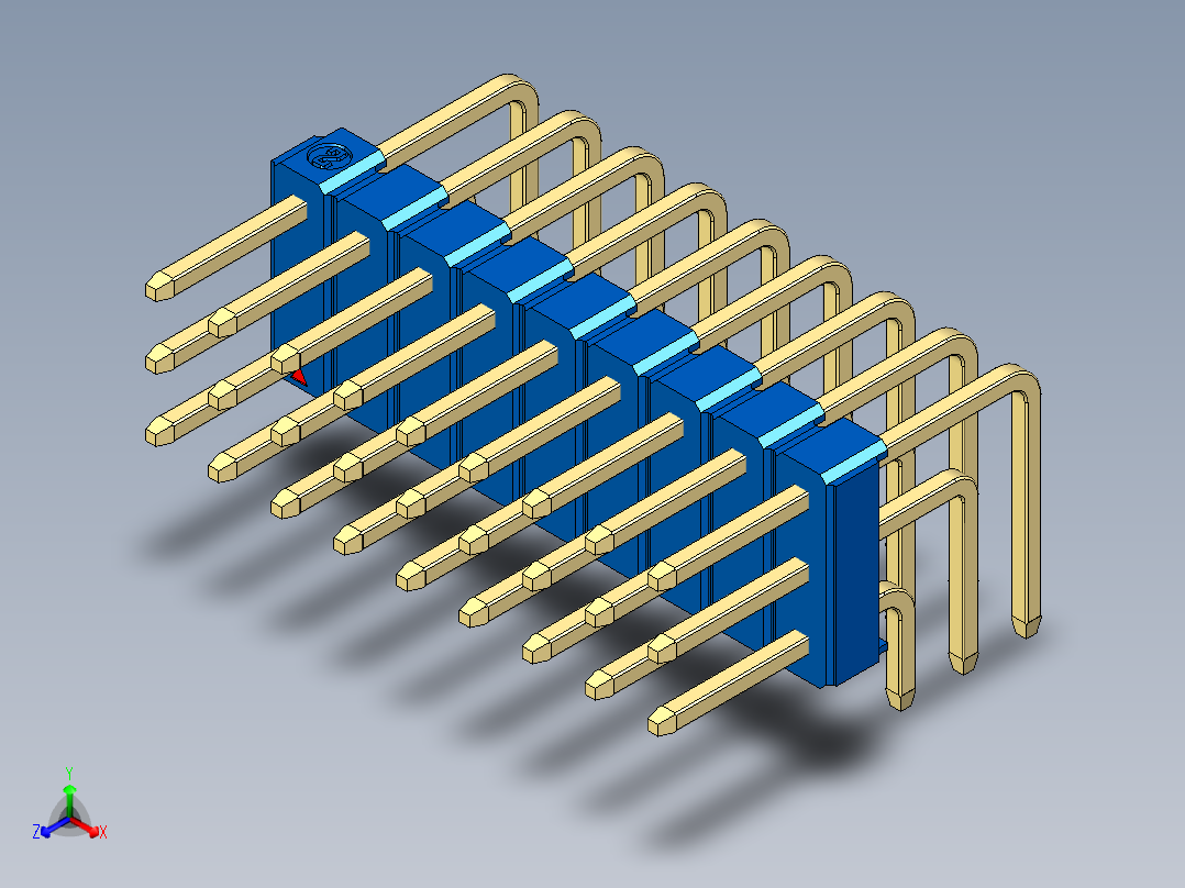 彩色公排针 100mil 2.54mm 系列-DS1022_blue_3x09p_100mil_TypeD_rev1.0主视图