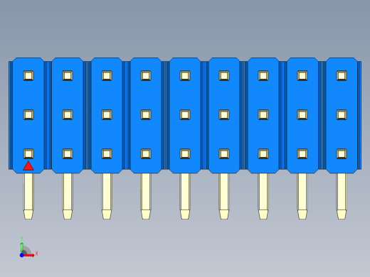 彩色公排针 100mil 2.54mm 系列-DS1022_blue_3x09p_100mil_TypeD_rev1.0前视缩略图
