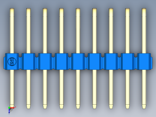 彩色公排针 100mil 2.54mm 系列-DS1022_blue_3x09p_100mil_TypeD_rev1.0俯视缩略图