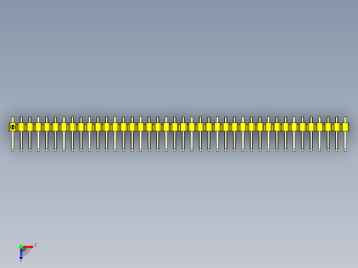 彩色公排针 100mil 2.54mm 系列-DS1022_yellow_1x40p_100mil_TypeD_rev1.0俯视缩略图