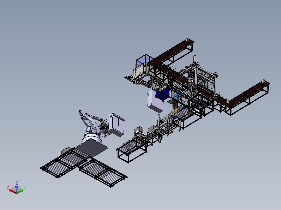 产品分拣装箱开箱机放卡片封箱机称重剔除码垛自动化包装图纸后视图