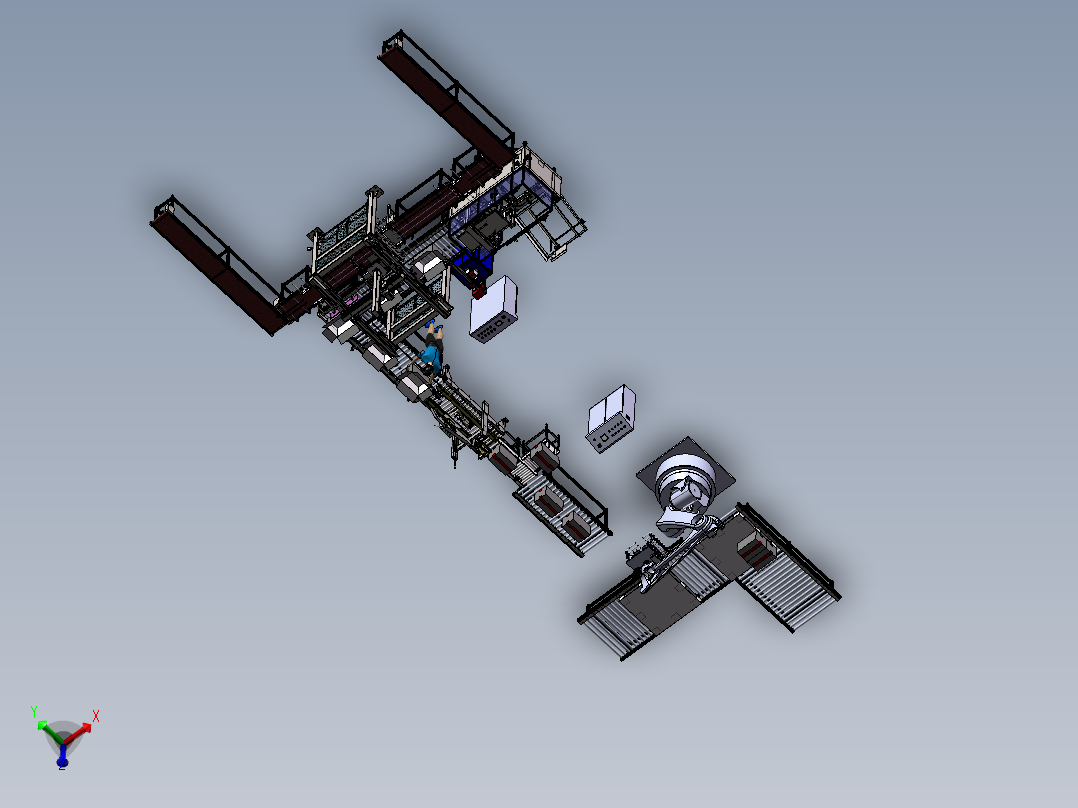 产品分拣装箱开箱机放卡片封箱机称重剔除码垛自动化包装图纸俯视图