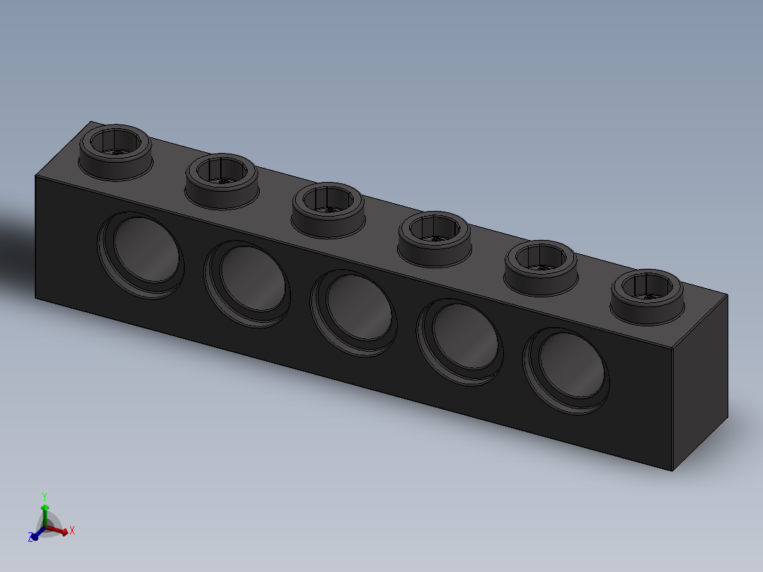 乐高机械组积木（横梁）-4210917 - 3894 Dark Stone Grey Technic Brick 1 x 6 with Holes