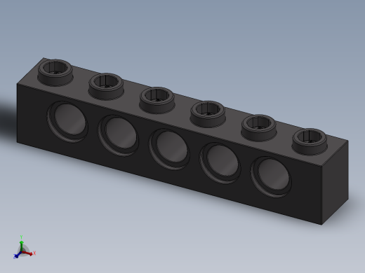 乐高机械组积木（横梁）-4210917 - 3894 Dark Stone Grey Technic Brick 1 x 6 with Holes