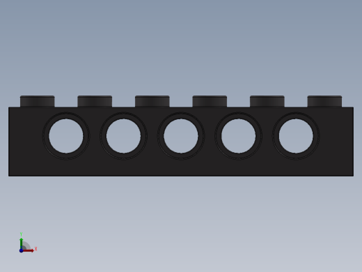乐高机械组积木（横梁）-4210917 - 3894 Dark Stone Grey Technic Brick 1 x 6 with Holes前视缩略图