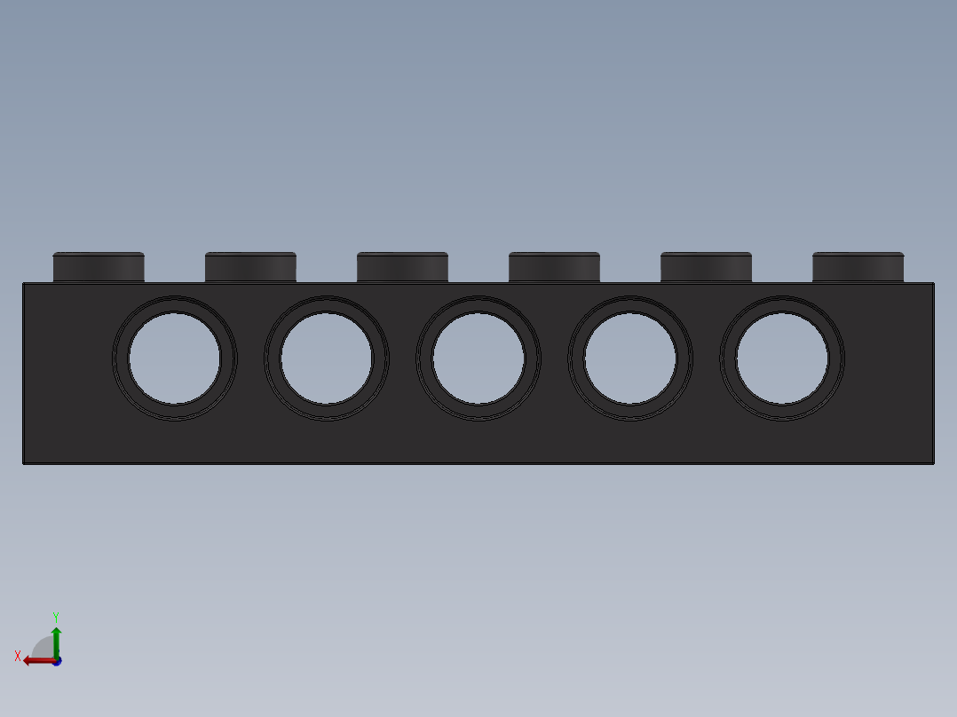 乐高机械组积木（横梁）-4210917 - 3894 Dark Stone Grey Technic Brick 1 x 6 with Holes后视图