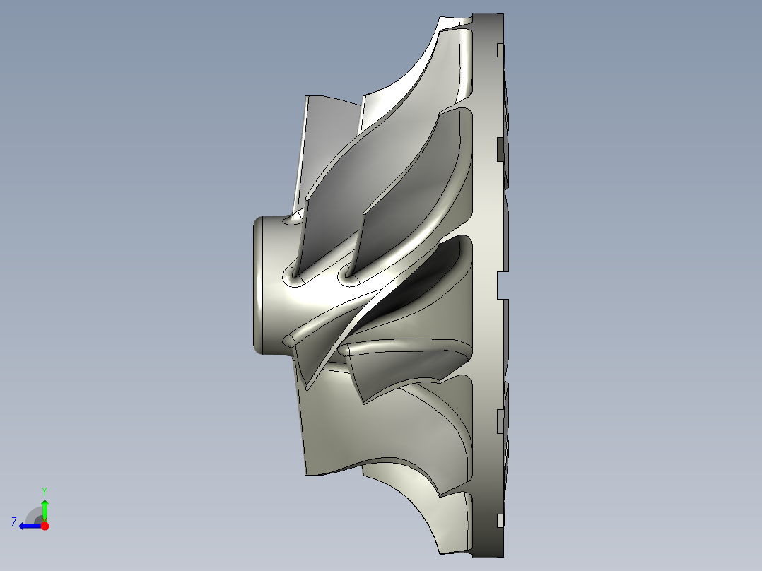 多叶片粗加工UG程序编程刀路右视图