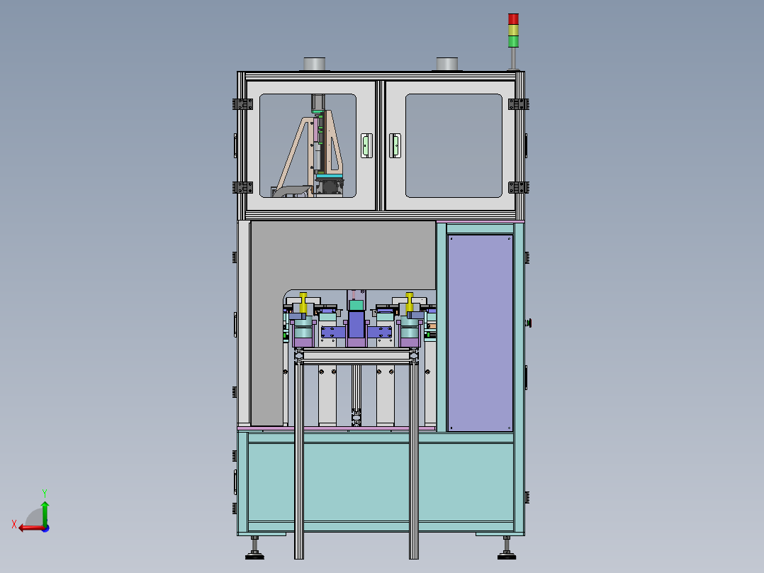 圆形锂电池自动清洗设备（sw18可编辑+工程图）后视图