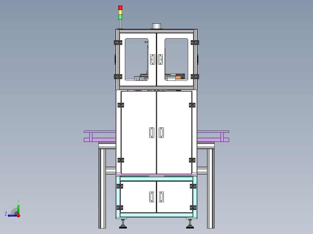 圆形锂电池自动清洗设备（sw18可编辑+工程图）右视图