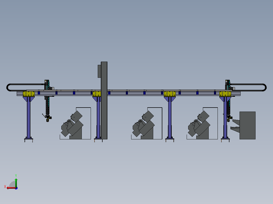 桁架自动化棒料加工设备布局流水线后视图