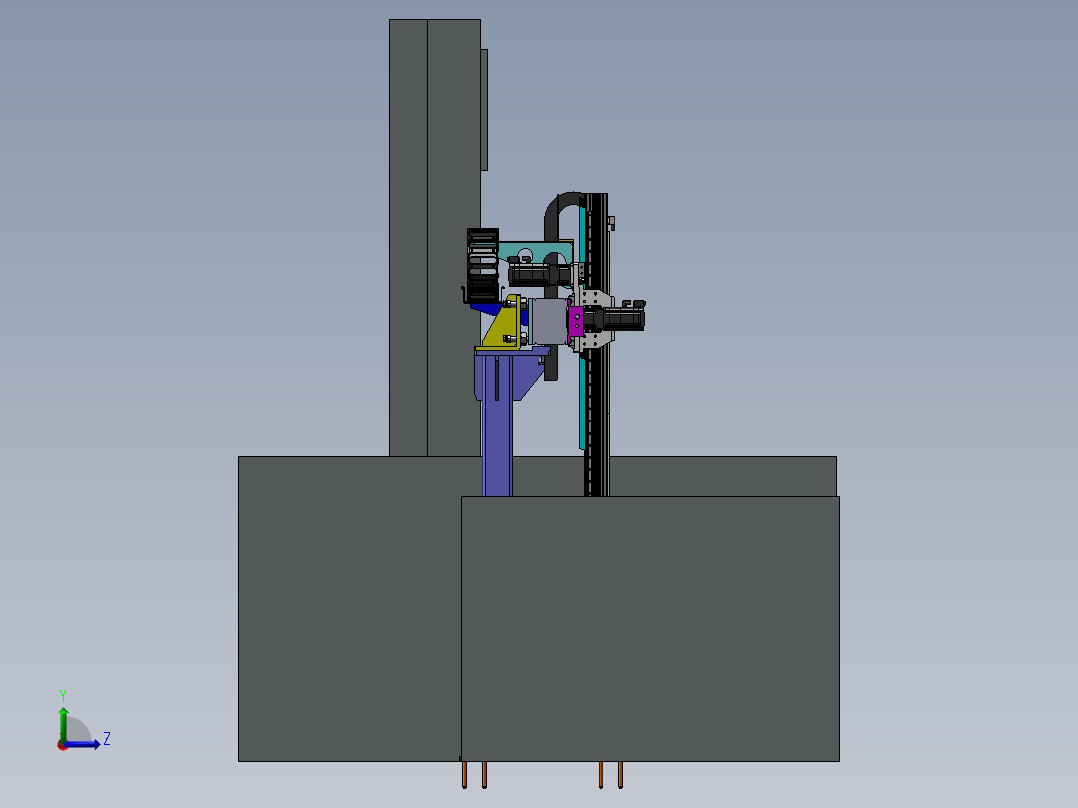 桁架自动化棒料加工设备布局流水线左视图