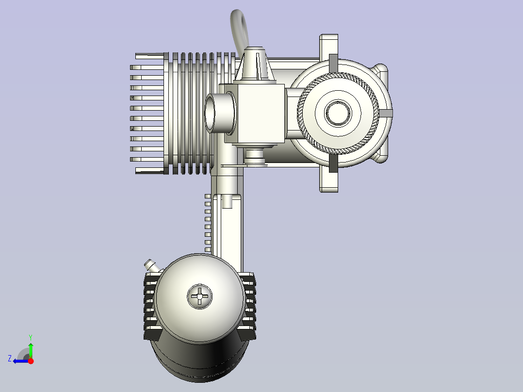 模型用发动机3D数模图纸右视图