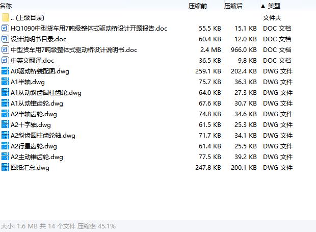 HQ1090中型货车用7吨级整体式驱动桥设计含开题及9张CAD图