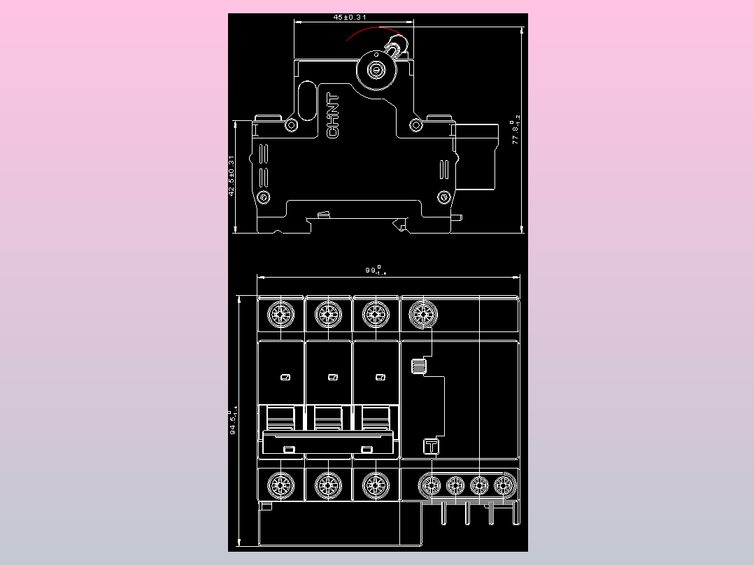 NXBLE-32 3P&amp;N剩余电流动作断路器外形安装尺寸图202405