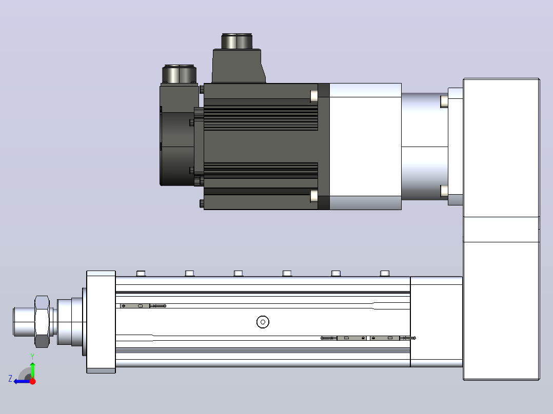 MTA80-150-P10-FF-P-K□-P1500（2000）W-S3 MTA80电动缸 最大负载35KN 额定负载30KN 1500(2000)W电机间接安装 配减速机右视图