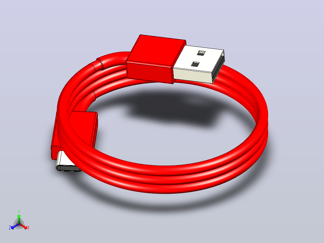 usb电缆充电器正等轴测图