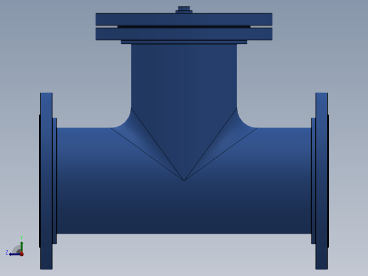 ST34型直流式法兰连接T型过滤器[ST34C-DN150(PN10，25)]右视缩略图
