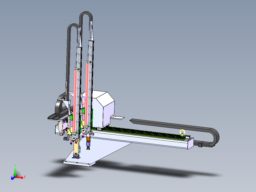 双臂型注塑机上下料机械手3d图纸 双Z轴注塑机机械手3d图纸SW模型