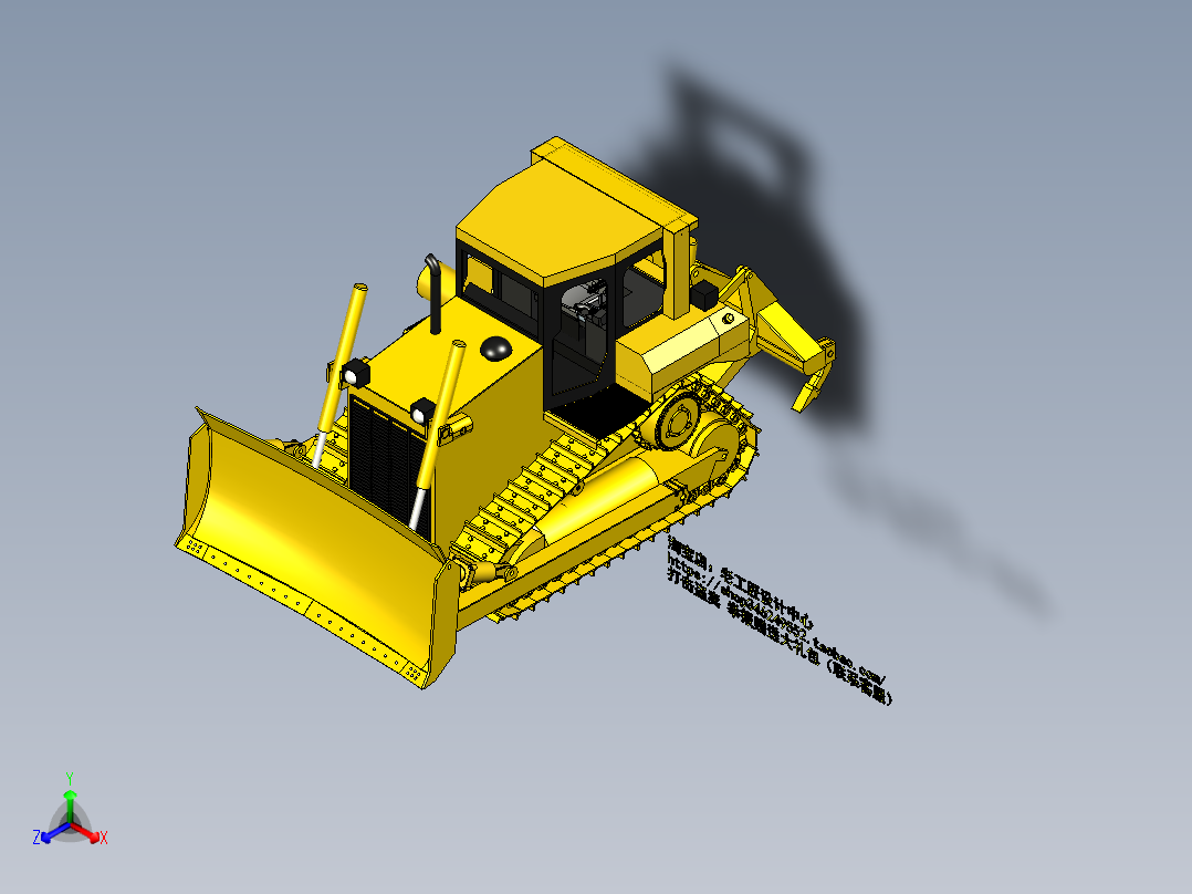 A1_Bulldozer卡特彼勒D6R履带推土机SW2013正等轴测图