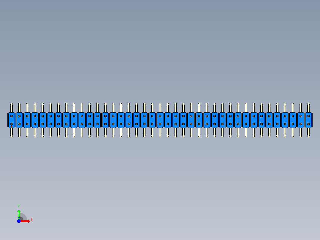 彩色公排针 100mil 2.54mm 系列-DS1022_blue_78p_100mil_TypeSMT_rev1.0前视图