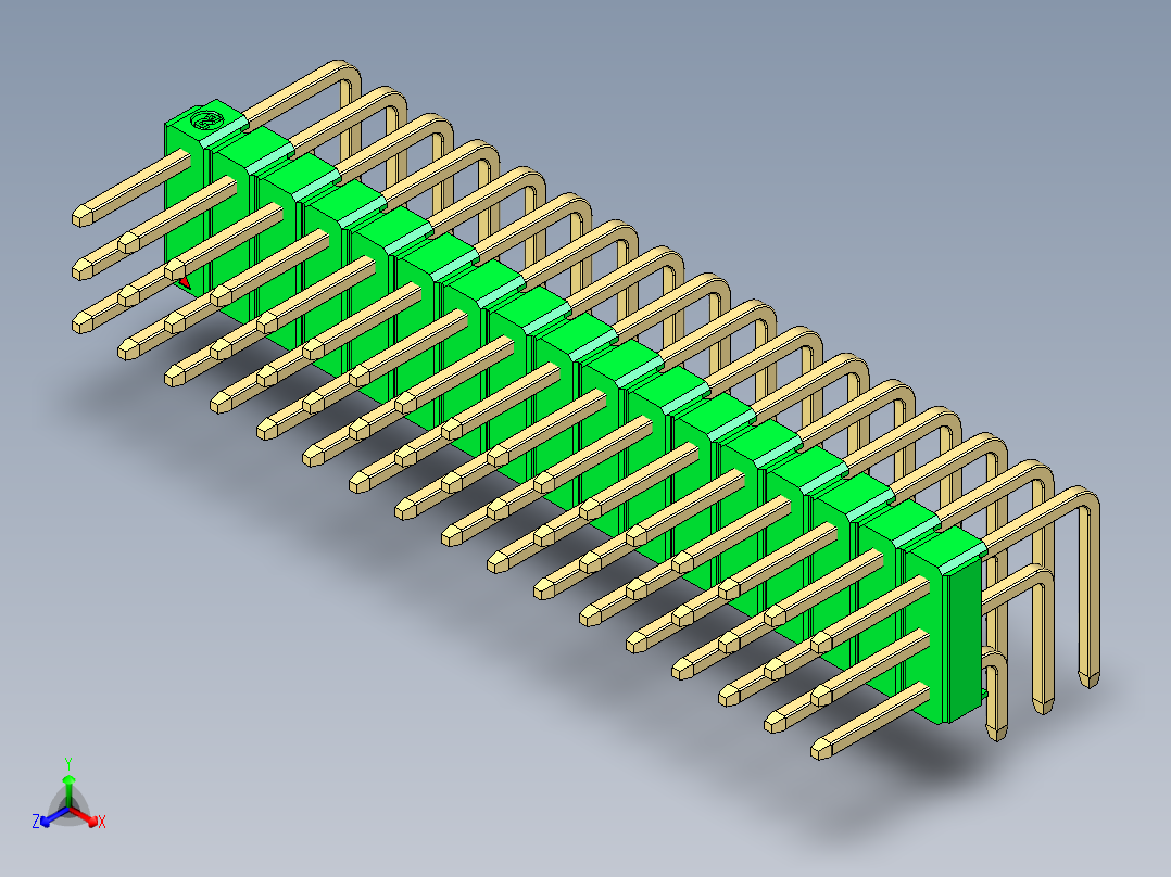 彩色公排针 100mil 2.54mm 系列-DS1022_green_3x17p_100mil_TypeD_rev1.0主视图