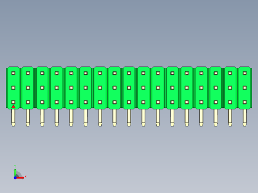 彩色公排针 100mil 2.54mm 系列-DS1022_green_3x17p_100mil_TypeD_rev1.0前视缩略图