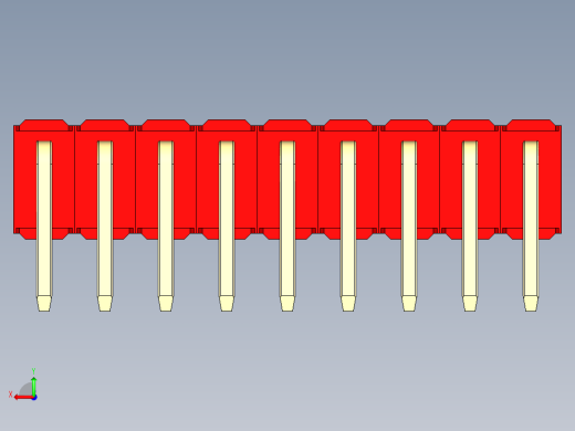 彩色公排针 100mil 2.54mm 系列-DS1022_red_2x09p_100mil_TypeD_rev1.0后视缩略图
