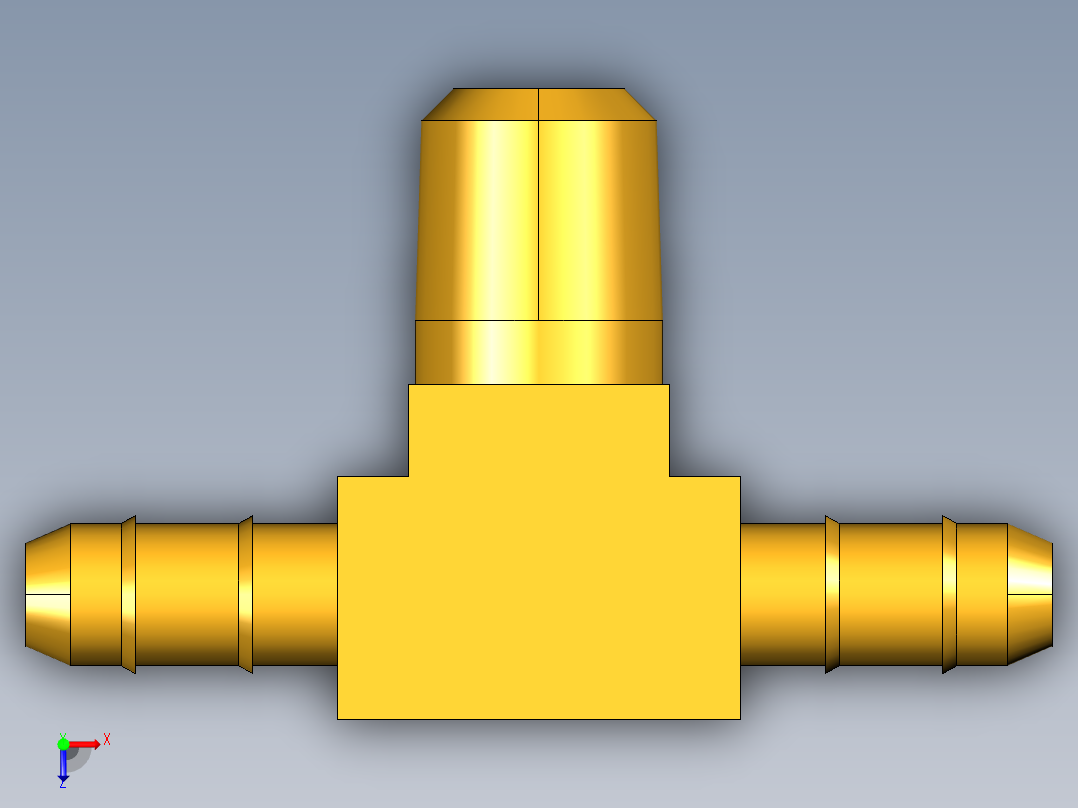 工业通用螺蚊管倒齿式工业硬管接头Male Branch Tee 232-4-1俯视图