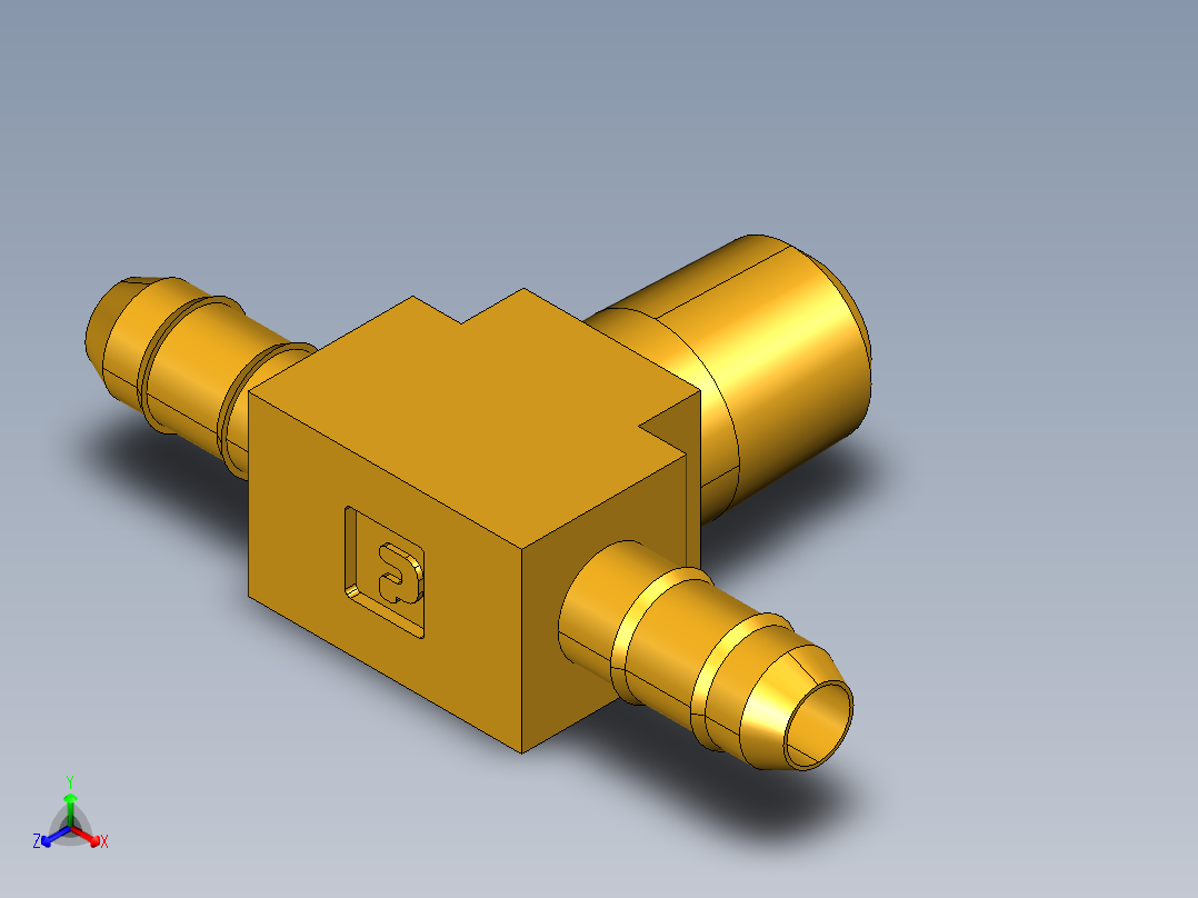 工业通用螺蚊管倒齿式工业硬管接头Male Branch Tee 232-4-1正等轴测图