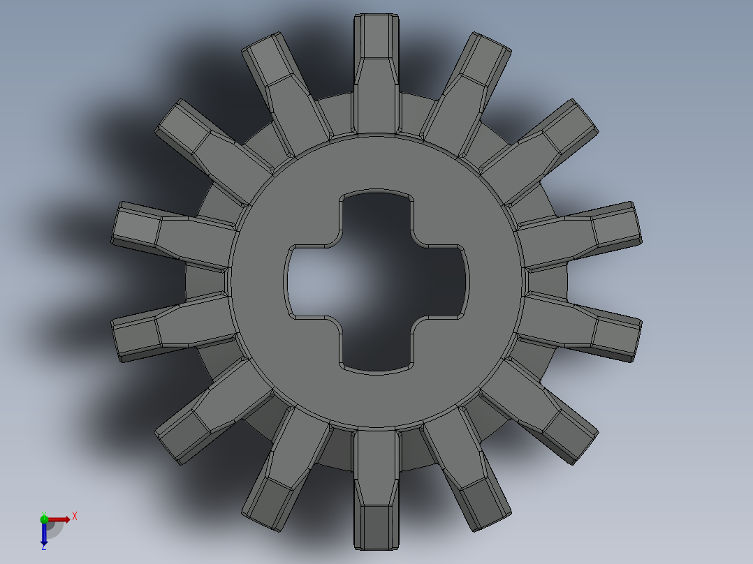 4143 OldGray Technic Gear 14 Tooth Bevel.SLDPRT俯视图