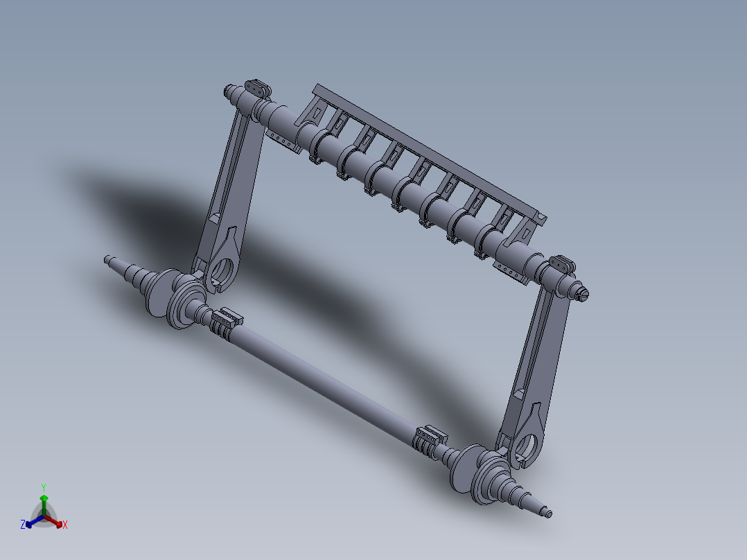 四连杆打纬机构正等轴测图