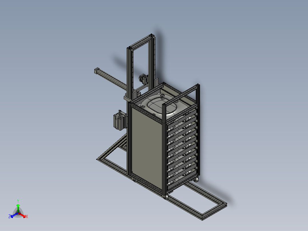 电动控制自动装卸货架主视图
