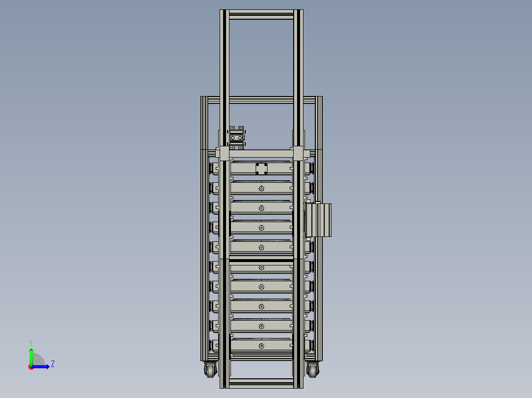 电动控制自动装卸货架左视图