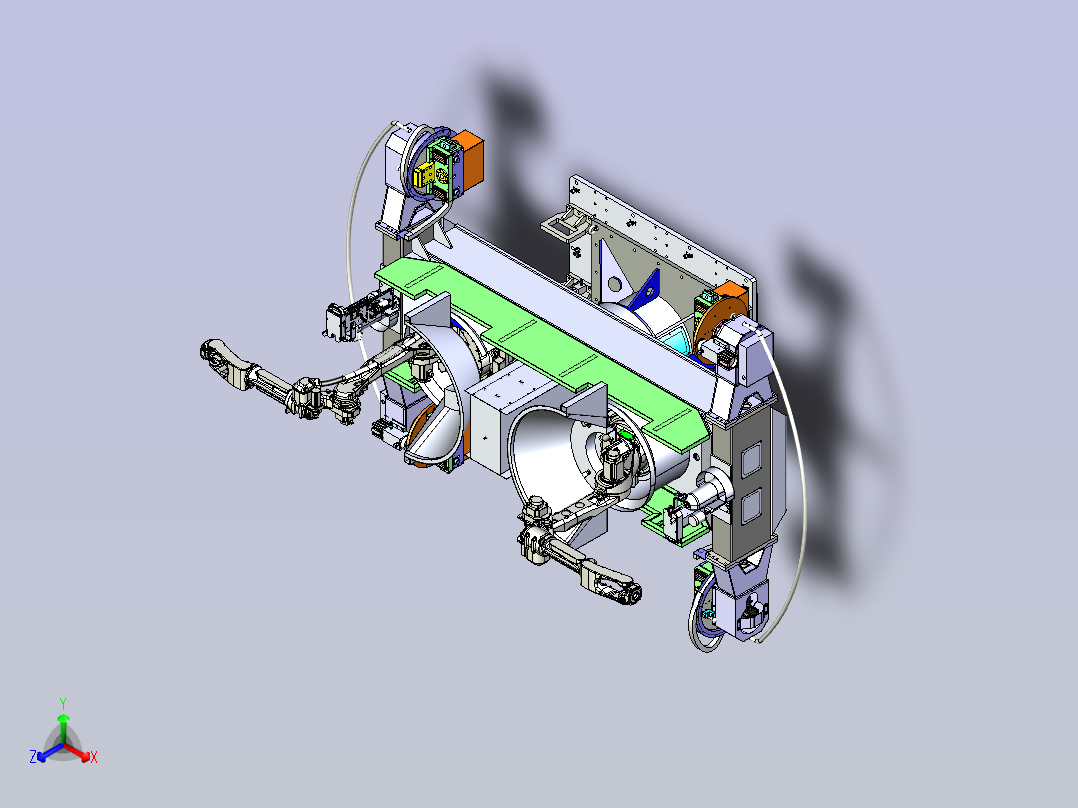一款三轴水平回转变位机3D模型主视图