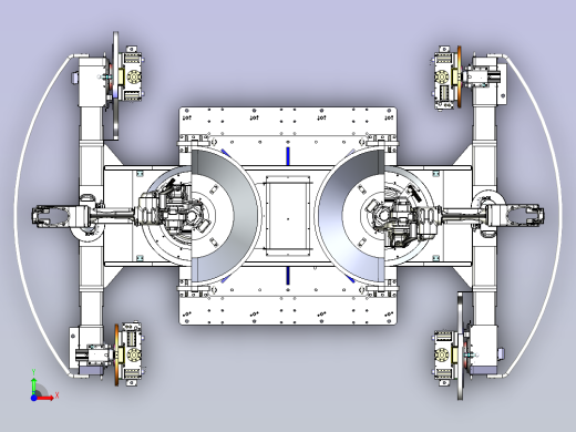 一款三轴水平回转变位机3D模型前视缩略图