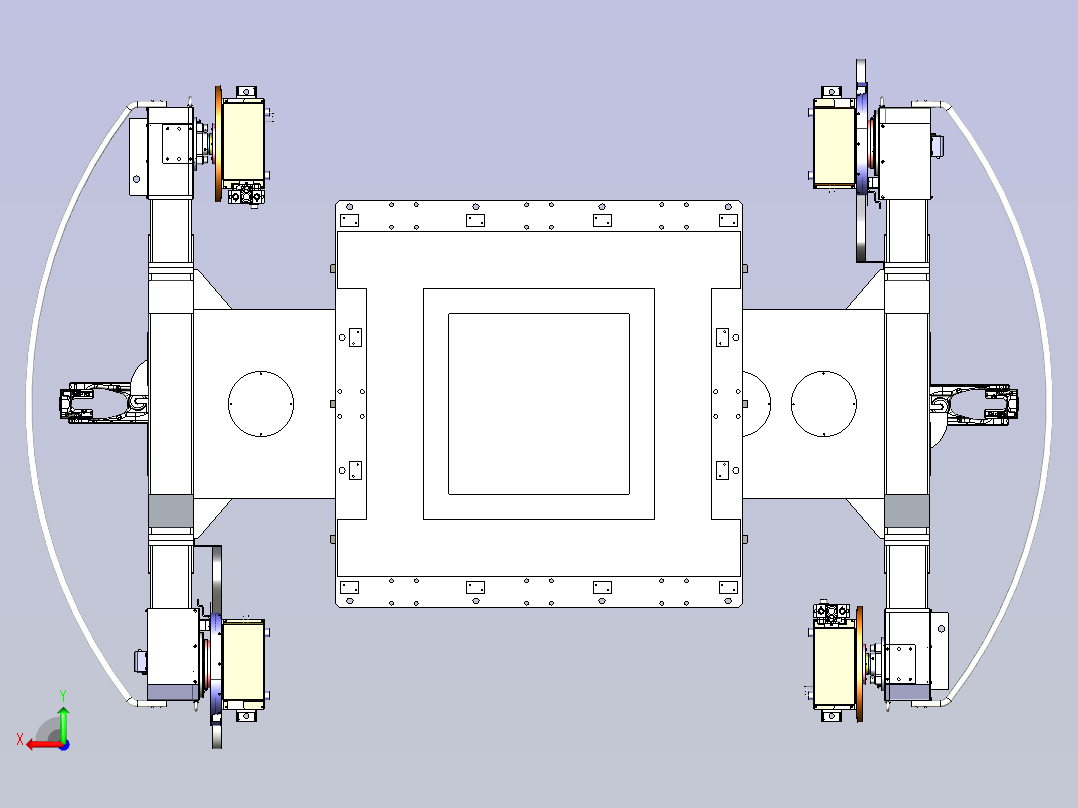 一款三轴水平回转变位机3D模型后视图